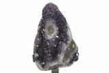 Dark-Purple Amethyst Geode Section on Metal Stand #233935-1